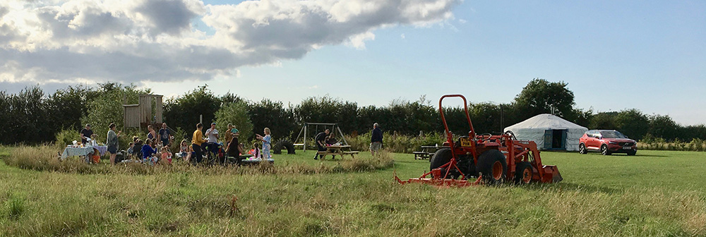 Camp set up at Tractors and Cream Glamping event